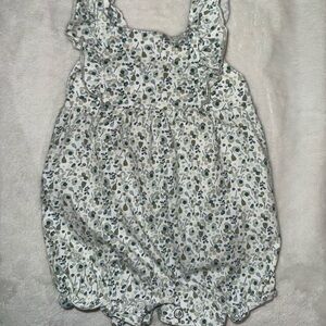 Carter's White and Blue Floral Romper
